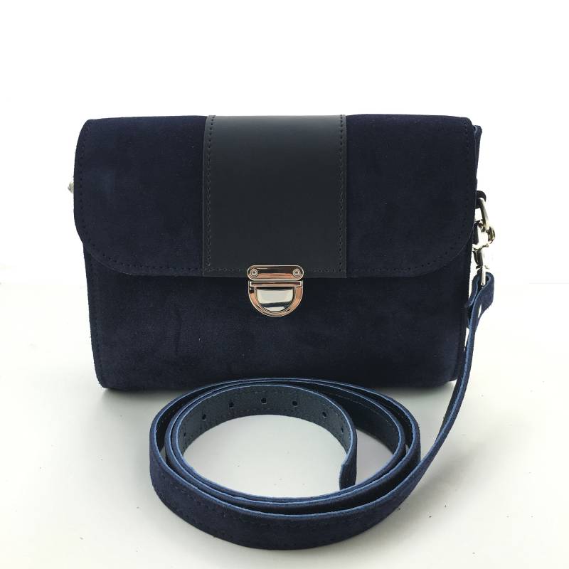 Blaue Handtasche Aus Wildleder - Handmade Uk Kleine Tasche Ledertasche Leder Clutch Frau Geschenk Marine von JALALDesigns