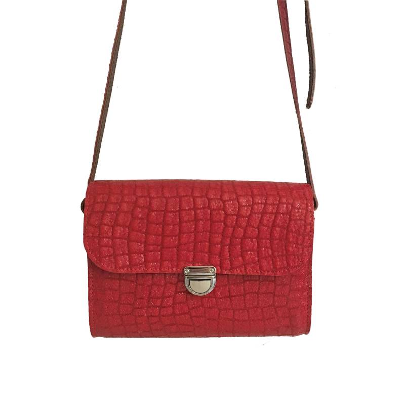Kroko Tasche Aus Rotem Leder - Handgemacht in Uk Kleine Frauen Geschenk Für Sie Rot Print von JALALDesigns