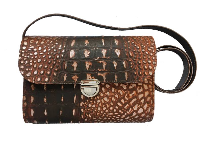 Smarte Geldbörse - Abendtasche Kroko Tasche Handmade Uk Kleine Ledertasche Krokodilleder Leder Clutch Braune Kupplung von JALALDesigns