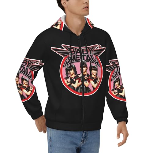 JALCH Babymetal Logo Full Zip Hoodie Herren Kapuzenpullover Langarm Sweatshirts mit Taschen lässige Oberbekleidung Pullover Für Männer von JALCH
