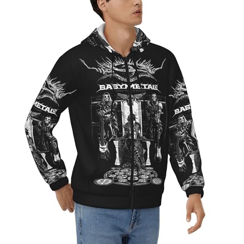 JALCH Babymetal Logo Full Zip Hoodie Herren Kapuzenpullover Langarm Sweatshirts mit Taschen lässige Oberbekleidung Pullover Für Männer von JALCH