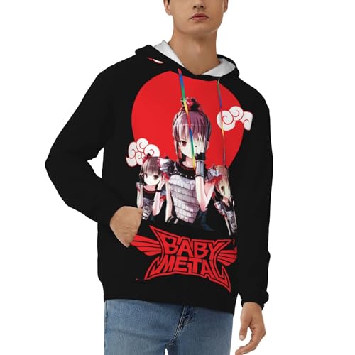 JALCH Babymetal Logo Schwarz Hoodie Herren Kapuzenpullover Langarm Sweatshirts mit Taschen lässige Oberbekleidung Pullover Für Männer von JALCH