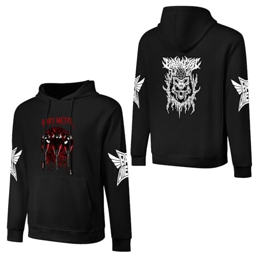 JALCH Babymetal Schwarz Baumwolle Hoodie Herren Kapuzenpullover Langarm Sweatshirts mit Taschen Oberbekleidung Pullover Für Männer von JALCH
