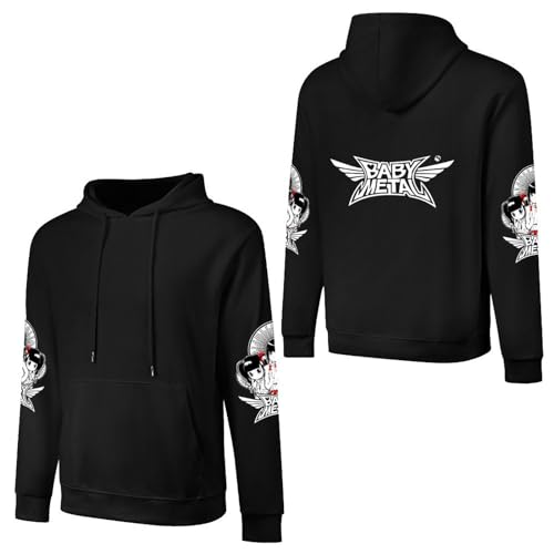 JALCH Babymetal Schwarz Baumwolle Hoodie Herren Kapuzenpullover Langarm Sweatshirts mit Taschen Oberbekleidung Pullover Für Männer von JALCH