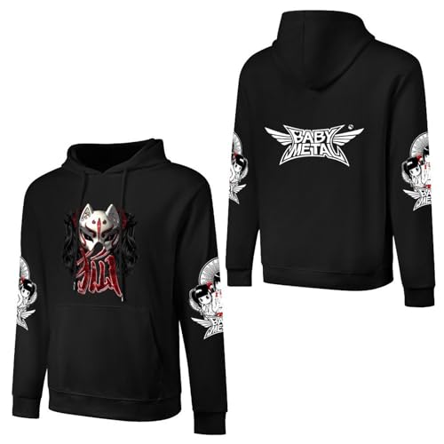 JALCH Babymetal Schwarz Baumwolle Hoodie Herren Kapuzenpullover Langarm Sweatshirts mit Taschen Oberbekleidung Pullover Für Männer von JALCH