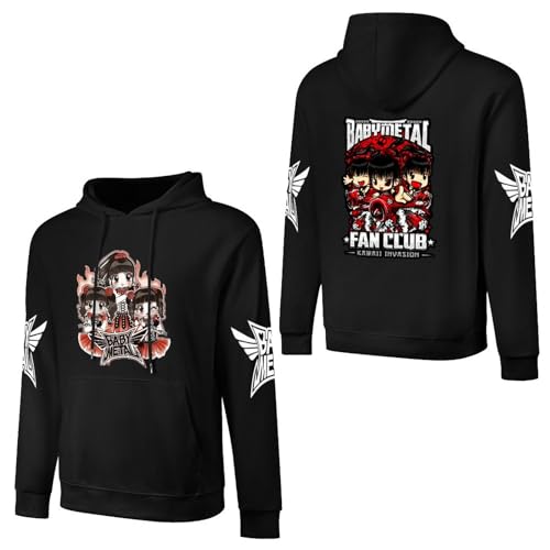 JALCH Babymetal Schwarz Baumwolle Hoodie Herren Kapuzenpullover Langarm Sweatshirts mit Taschen Oberbekleidung Pullover Für Männer von JALCH