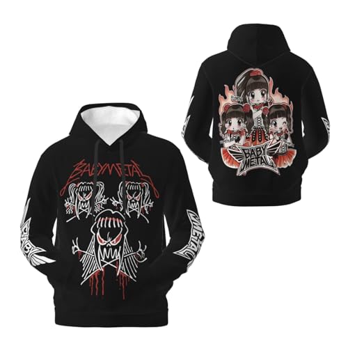 JALCH Babymetal Schwarz Hoodie Herren Kapuzenpullover Langarm Sweatshirts mit Taschen lässige Oberbekleidung Pullover Für Männer von JALCH