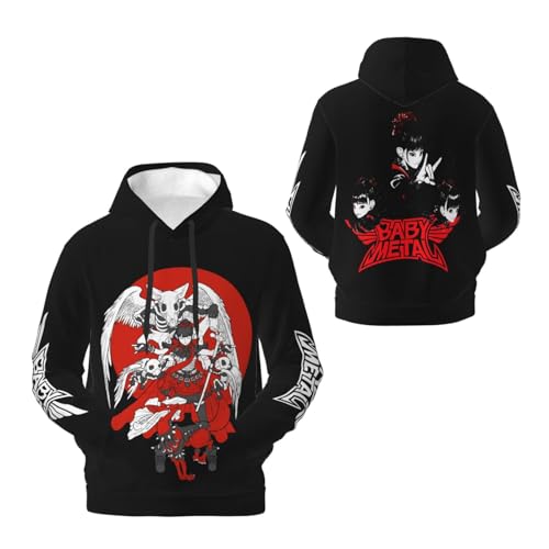 JALCH Babymetal Schwarz Hoodie Herren Kapuzenpullover Langarm Sweatshirts mit Taschen lässige Oberbekleidung Pullover Für Männer von JALCH