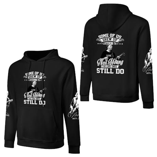 JALCH Neil Young Crazy Horse Logo Herren Baumwolle Hoodie Kapuze Kapuzenpullover Langarm Sweatshirt Kapuzenjacke für Männer Merch Tops von JALCH