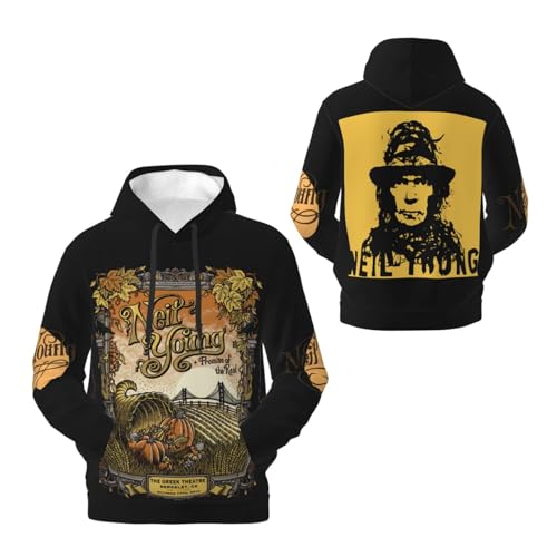 JALCH Neil Young Crazy Horse Logo Herren Fleece Hoodie Kapuze Kapuzenpullover Langarm Sweatshirt Kapuzenjacke für Männer Merch Tops von JALCH