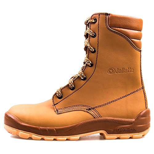 Sicherheitsstiefel S3 Jalatte® LOG296 Braun Herren - robuster Sicherheitsschuh mit Stahlkappe und -sohle, wasserabweisendes Leder (45) von JALLATTE