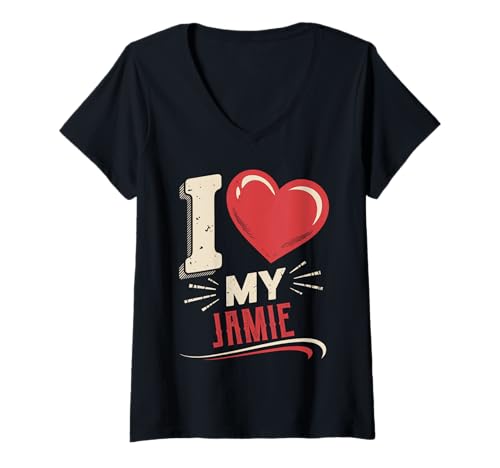 Damen Ich Liebe Meinen Jamie T-Shirt-Name Jamie T-Shirt mit V-Ausschnitt von JAMIE Designs By ShirtZilla