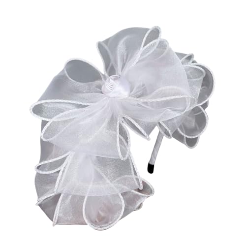 Elegantes Netz-Stirnband mit Fliege, hoher Totenkopf-Haarband, französische Spitze, Blumen-Haarreif für weibliche Teaparty-Haarformung von JAMNGHB