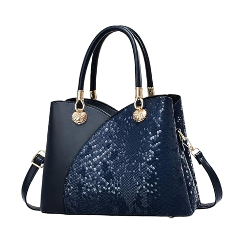 JAMNGHB 2025 Damen-Umhängetasche mit großem Fassungsvermögen, stilvolle Tasche mit Tragegriff oben, geräumige Schulter-Handtasche für Pendler, Arbeit oder den täglichen Gebrauch, blau, One Size von JAMNGHB