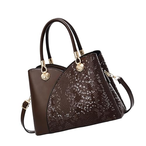 JAMNGHB 2025 Damen-Umhängetasche mit großem Fassungsvermögen, stilvolle Tasche mit Tragegriff oben, geräumige Schulter-Handtasche für Pendler, Arbeit oder den täglichen Gebrauch, coffee, One Size von JAMNGHB