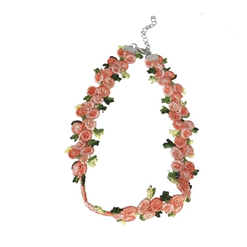 JAMNGHB Anspruchsvolle Blumenstickerei Halsband Halskette Länge verstellbar Halskette Zubehör für den täglichen Gebrauch vielseitige Retro Tuch Anhänger Halskette, Einheitsgröße, Wie beschrieben, Wie von JAMNGHB