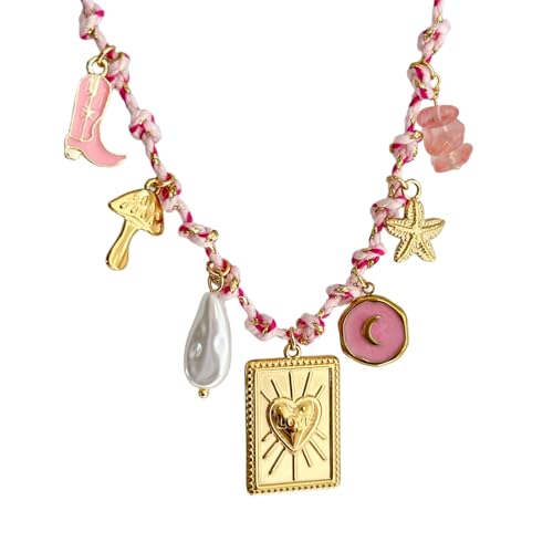 JAMNGHB Coastals Charm-Halskette mit Schildkröten, Muscheln, Seestern-Anhänger, ideal als Strandgeschenk oder als modisches Accessoire, verstellbare Halskette, Einheitsgröße, Wie beschrieben, Wie von JAMNGHB