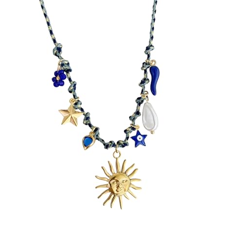 JAMNGHB Coastals Charm-Halskette mit Schildkröten, Muscheln, Seestern-Anhänger, ideal als Strandgeschenk oder als modisches Accessoire, verstellbare Halskette, Einheitsgröße, Wie beschrieben, Wie von JAMNGHB