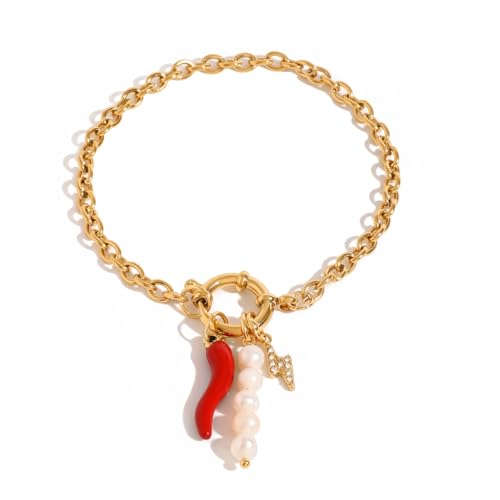 JAMNGHB Damen Edelstahl Armband Stilvolle Perlen Anhänger Armband Elegantes Armband für Alltag und besondere Anlässe JAMNGHB Damen Edelstahl Armband Stilvolle Perlen Anhänger Armband Elegantes Armband für Alltag und besondere Anlässe von JAMNGHB