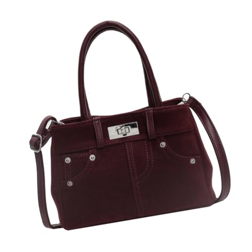 JAMNGHB Damen PU Crossbody Bag Travel Shoulder Bags with Ample Storage Space for Shopping Daily Commutes and Trips, burgunderfarben von JAMNGHB
