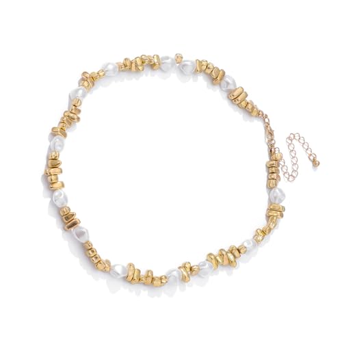 JAMNGHB Elegante Halskette mit unregelmäßigen Perlen für Damen, Bürokleidung, Schmuck, Legierung, Textur für Büro und Abendveranstaltungen, Damenkette, Einheitsgröße, Wie beschrieben, Wie beschrieben von JAMNGHB
