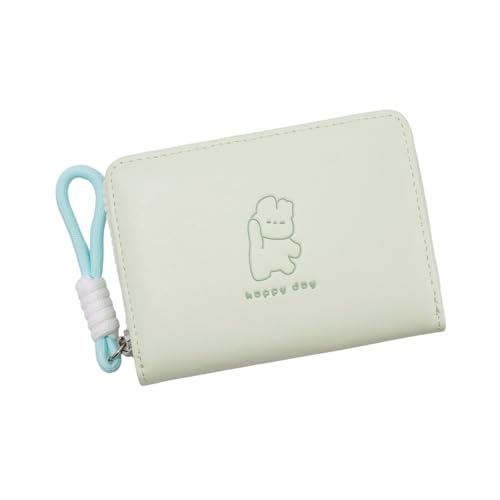 JAMNGHB Lovely Cats Wallet Large Capacity Short Purse Card Case PU Leather Coin Small with Card Holder for Daily Large Capacity Change Pu Leather Small Cats Short, lichtgrün, Mass Beauty von JAMNGHB