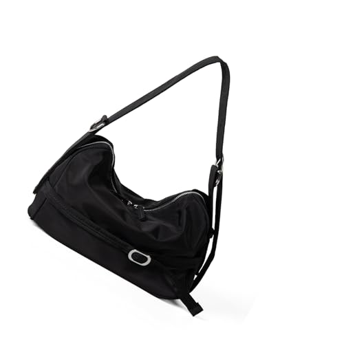 JAMNGHB Moderne Nylon-Umhängetasche, komfortables Riemendesign, geräumiges Fach, ideal für Profis und Reisende, Tasche mit Tragegriff oben, Schwarz , One Size von JAMNGHB