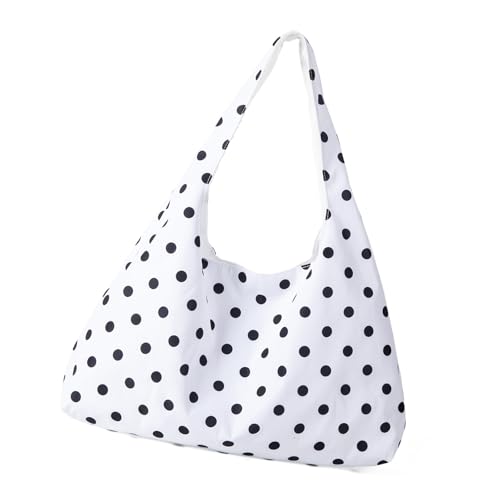 JAMNGHB Moderne Schultertasche, gepunktete Achseltaschen für Trendsetter, bequem zu tragen, mit funktionalen Fächern für Organisation, Mehrzweck-Einkaufstasche, weiß, One Size von JAMNGHB