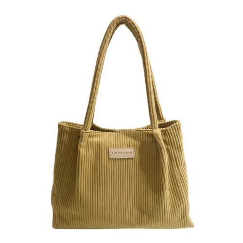 JAMNGHB Modische Damen-Umhängetasche mit geräumigem Innenfutter, Kordsamt, Tragegriff oben, lässige Handtasche für den täglichen Gebrauch, gelb JAMNGHB Modische Damen-Umhängetasche mit geräumigem Innenfutter, Kordsamt, Tragegriff oben, lässige Handtasche für den täglichen Gebrauch, gelb von JAMNGHB