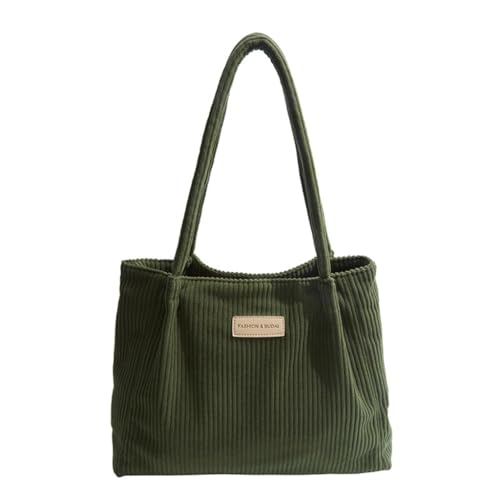 JAMNGHB Modische Damen-Umhängetasche mit geräumigem Innenfutter, Kordsamt, Tragegriff oben, lässige Handtasche für den täglichen Gebrauch, grün von JAMNGHB