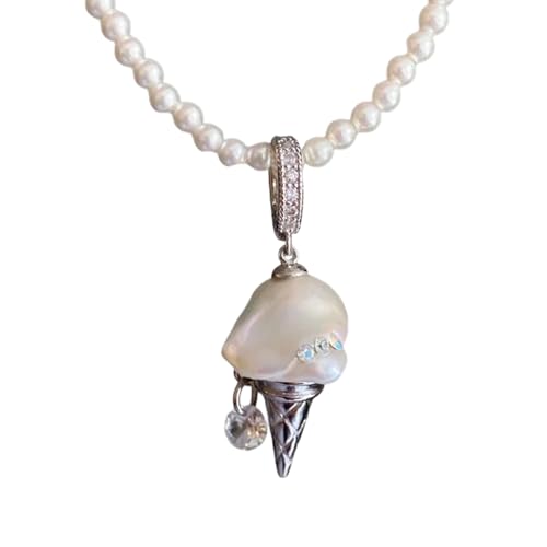 JAMNGHB Modische Halskette mit Eiscreme-Anhänger, hypoallergen, Kupfer, Schlüsselbeinkette für empfindliche Haut, vielseitiger Schmuck für den täglichen Gebrauch, Einheitsgröße, Wie beschrieben, Wie von JAMNGHB