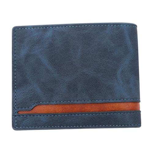 JAMNGHB Praktische PU Kartenhalter Herren Geldbörse Mehrere Kartenfächer und Textur für Studenten und Professionelle Patchwork Leder Geldbörse, blau, Mass Beauty von JAMNGHB