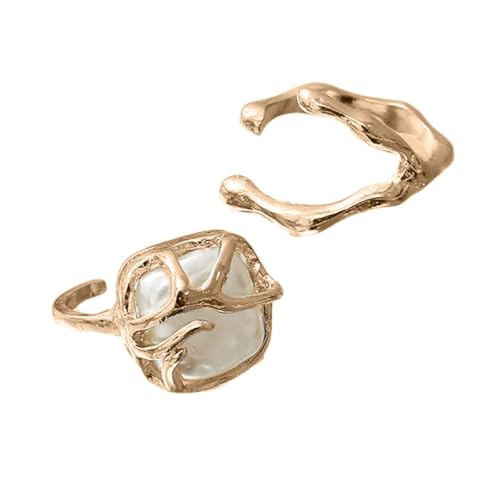 JAMNGHB Stilvolle Barockperlen Ringe Set in stabilen Legierungsmaterialien Designs für Frauen suchen Eleganz und Individualität tragen, Metall von JAMNGHB
