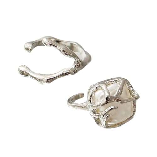 JAMNGHB Stilvolle Barockperlen Ringe Set in stabilen Legierungsmaterialien Designs für Frauen suchen Eleganz und Individualität tragen, Metall von JAMNGHB