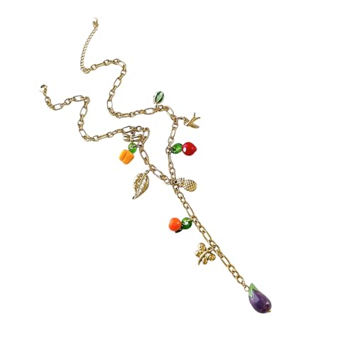JAMNGHB Stilvolle Y-Ketten-Halskette, Obst-inspirierter Anhänger, Edelstahl-Schlüsselbein-Kette für Outdoor-Aktivitäten, Geschenk, mehrere Anhänger von JAMNGHB