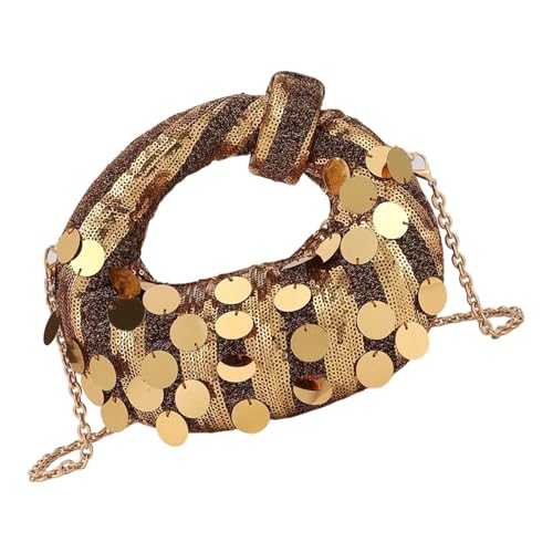 JAMNGHB Stilvolle glitzernde Abendtasche mit praktischem Futter und verstellbarem Kettenriemen Schultertaschen Handtasche für Partys Pailletten Abendtasche, gold, One Size von JAMNGHB