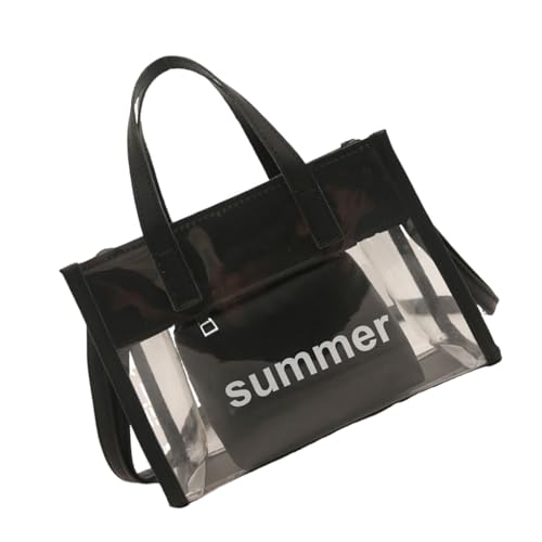 JAMNGHB Transparente Umhängetasche, 2-in-1, transparente Umhängetasche, Gelee-Handtasche, Griff oben, Kette, Clutches Geldbörse für Damen und Mädchen, Schwarz von JAMNGHB
