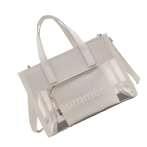 JAMNGHB Transparente Umhängetasche, 2-in-1, transparente Umhängetasche, Gelee-Handtasche, Griff oben, Kette, Clutches Geldbörse für Damen und Mädchen, weiß von JAMNGHB