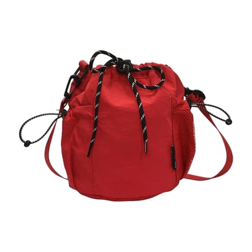 JAMNGHB Trendige Umhängetasche Nylon Eimertaschen für Damen und Herren mit geräumigem Design Unterarmbörse für Arbeit oder Reisen Praktische Nylon Umhängetasche, rot, One Size von JAMNGHB