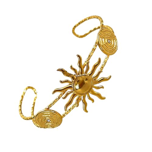 JAMNGHB Trendiges marininspiriertes Seesterne, Muscheln, Sonne, Akzent, offene Manschette, Edelstahl-Schmuck, verstellbares Armband, vielseitiges Strandbekleidungsaccessoire, Einheitsgröße, Wie von JAMNGHB