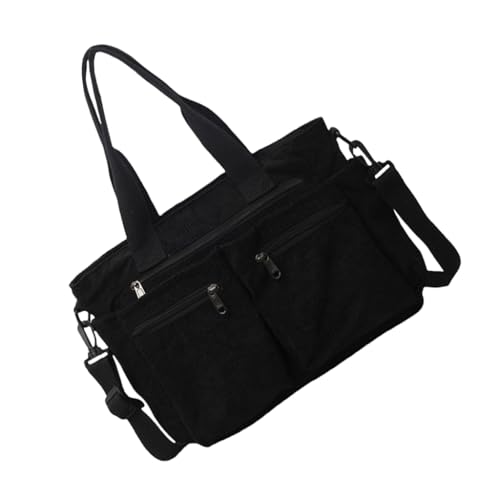 Modische Damen-Handtasche aus Cord mit Tragegriff oben, verstellbare Schultertaschen, geräumiger Innenraum für Ihre wichtigen Dinge, Schwarz von JAMNGHB