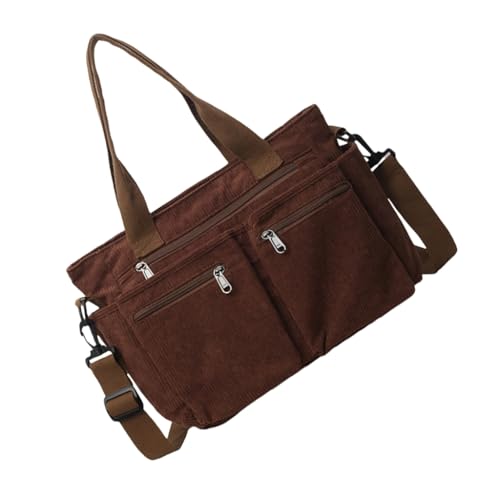 Modische Damen-Handtasche aus Cord mit Tragegriff oben, verstellbare Schultertaschen, geräumiger Innenraum für Ihre wichtigen Dinge, coffee von JAMNGHB