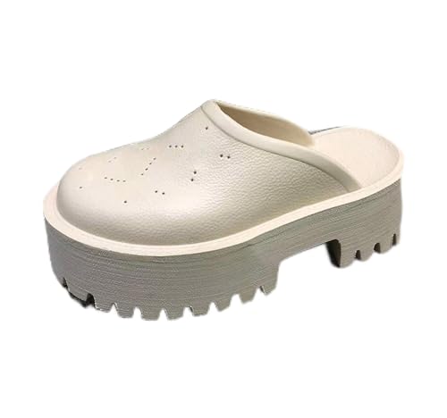 JAMPOL Gummi Strand Sommer Schuhe Frauen 2023 Runde Kappe Dicke Sohle Designer Hausschuhe Höhe Erhöhen Hohl Damen Schuhe Femininas (Farbe : White, Size : 37 EU) von JAMPOL