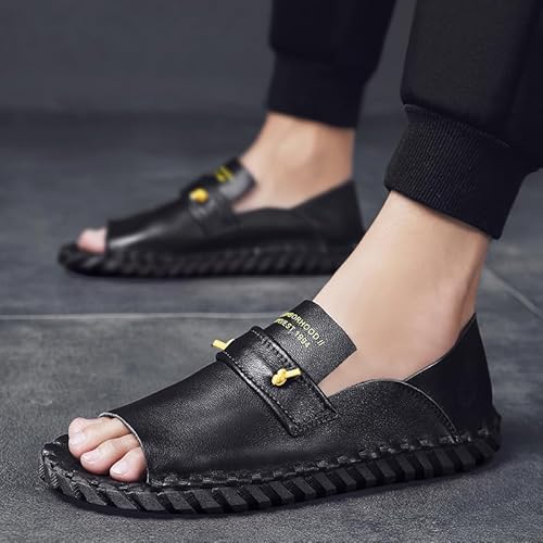 JAMPOL Männer Sandalen Sommer Männliche Hausschuhe Handgemachte Atmungsaktive Outdoor Strand Schuhe Mode Weiche Nicht-slip Wandern Turnschuhe Flache (Farbe : Black G63, Size : 40 EU) von JAMPOL
