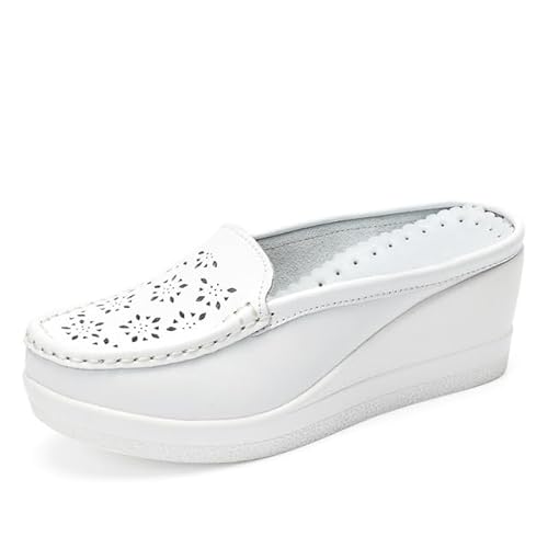 JAMPOL Sommer Frau Schuhe Plattform Hausschuhe Keil Flip-Flops Frauen High Heel Hausschuhe for Frauen Casual Sandalen Weibliche Schuhe (Farbe : White, Size : 38 EU) von JAMPOL