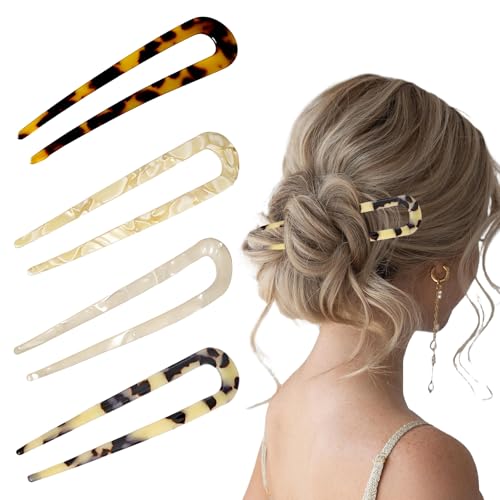 JAMSSOW 4 Stück U-förmige Haarnadeln Französischer Stil,Haarnadel mit französischer Drehung,Haarnadel Gabel,Updo Haarspangen,Schildkröte Haargabel Haar Stöckefür Frauen und Mädchen JAMSSOW 4 Stück U-förmige Haarnadeln Französischer Stil,Haarnadel mit französischer Drehung,Haarnadel Gabel,Updo Haarspangen,Schildkröte Haargabel Haar Stöckefür Frauen und Mädchen von JAMSSOW