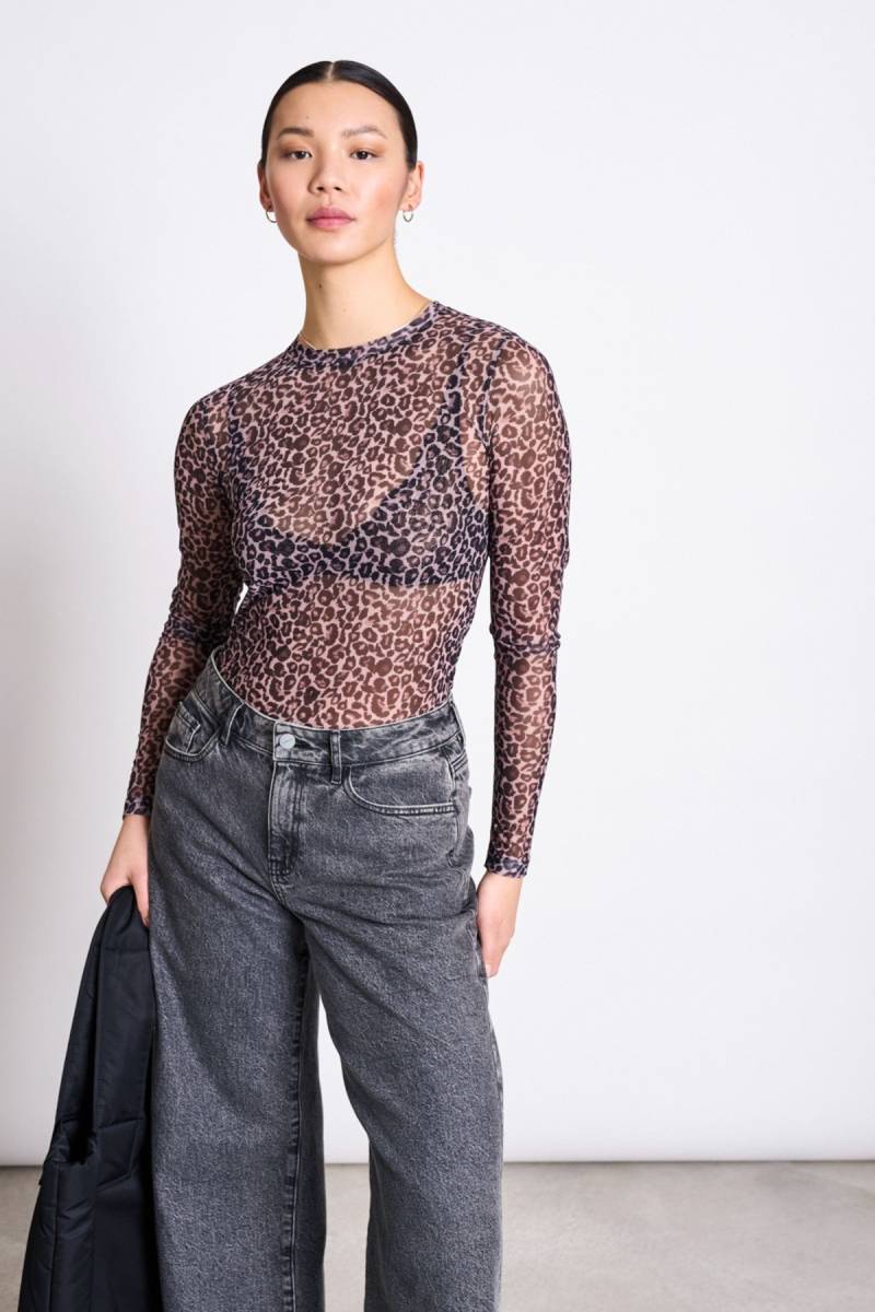 Longsleeve Dora Mesh Leo Print Braun Longsleeve Dora Mesh Leo Print Braun von JAN 'N JUNE