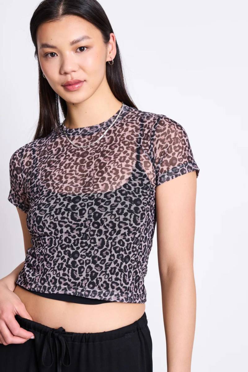 T-Shirt Evie Mesh Leo Print von JAN 'N JUNE
