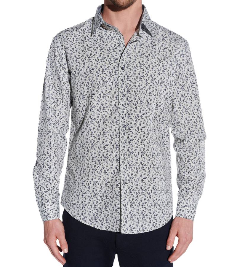 JAN PAULSEN Herren Langarm-Hemd Blumendruck in Slim-Fit Form Baumwoll-Hemd 901289 leicht Mint-Grün von JAN PAULSEN