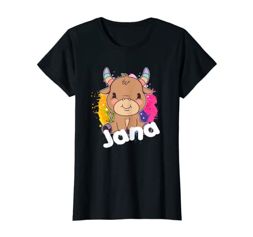 JANA - Schöner Mädchen Name mit kleiner süßer Kuh T-Shirt von JANA Tochter Enkel Geburtstag Geschenkideen